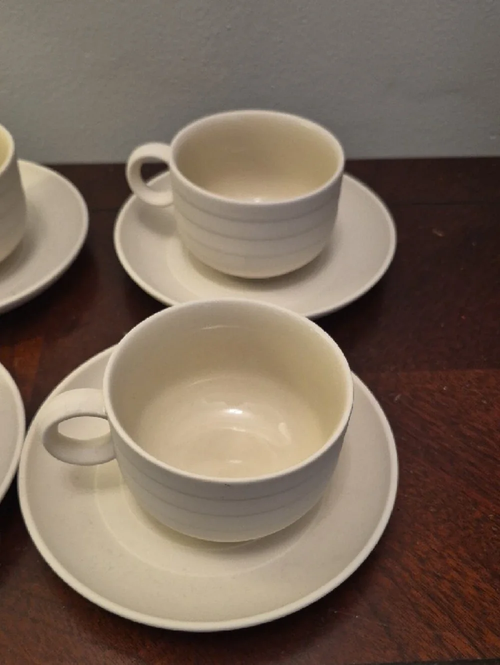 Hornsea 4-Piece Cream Ceramic Teacup‎ and Saucer Set Made In ENGLAND